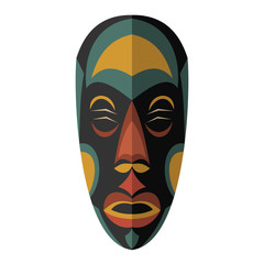 African Ethnic Tribal mask on white background