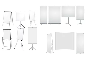 Large collection of roll up stands isolated on white background © bilalizaddin