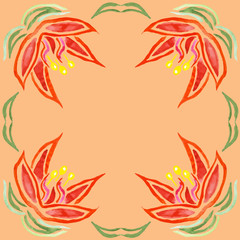 Obraz premium Floral watercolor vector. Hand drawn texture.