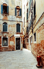 Traditional street view of old buildings in Venice