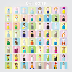 color set of people icons .64 icons.vector illustration
