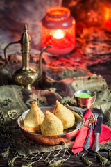Fried samosa with vegetables