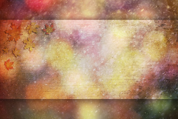 Beautiful abstract autumn season colorful blurred rainy bokeh with textured copy space autumn leaf background. Copy space background. Autumn season leaf bokeh background.