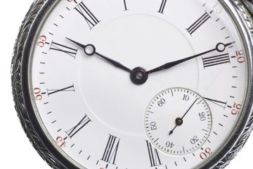 antique pocket watch isolated on white background