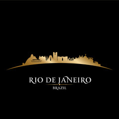 Rio de Janeiro Brazil city skyline silhouette black background