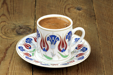 Turkish coffee with traditional ottomans motif cup 