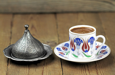 Turkish coffee with traditional ottomans motif cup 