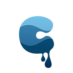 C letter logo with blue water and drops.