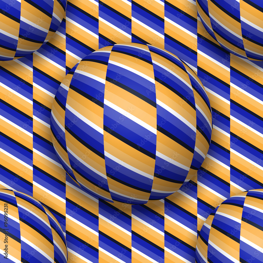 Poster balls moving upwards. abstract vector repeatable pattern with optical illusion of movement.