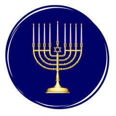 Golden Menorah with Candles
