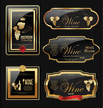 Golden wine label collection