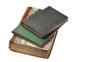 old books from the 1800's isolated on white background