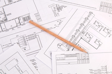 electrical engineering drawings printing and pencil