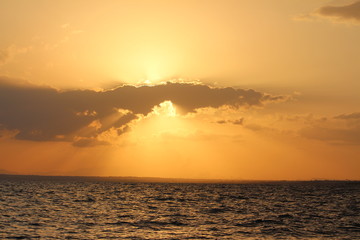 Sunset over the sea.
