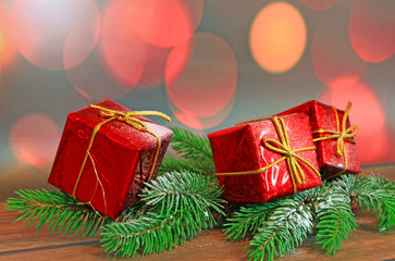 Gift boxes in abstract background