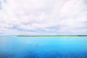 The view of a beach  on uninhabited island Half Moon Cay (The Ba