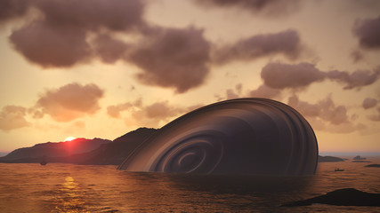 UFO crash into a sea © kolbass