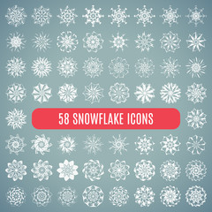 Сollection of elegante stylish snowflakes isolated on white background