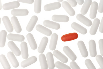 unmarked pills isolated on a white background