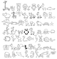 Children's drawings of doodle animals