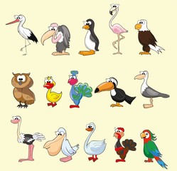 Set of cute cartoon birds