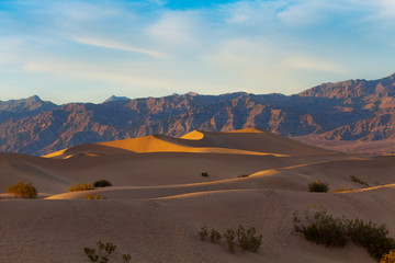 Fototapeta na wymiar Beautiful sand dunes in Death Valley sunset light