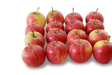 Ripe red apples on white  background