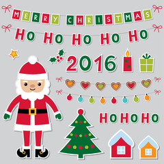 Fototapeta na wymiar Christmas and New Year stickers set