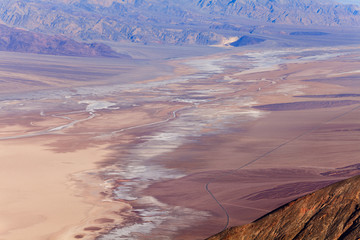 Death Valley from above with salted grounds