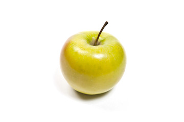 Fresh green apple on a white background