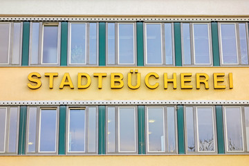 City / public  library (Stadtbucherei) lettering