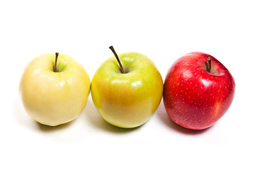 Ripe apples on a white background