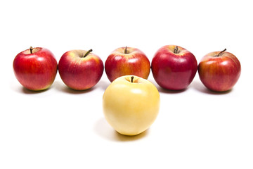 Group of ripe apples on a white background
