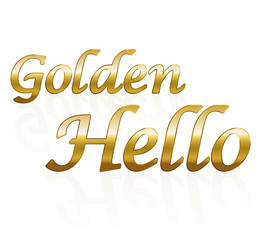 Golden hello - business term. Isolated vector illustration on white background.