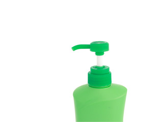 plastic soap bottle on white background