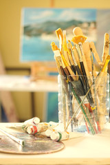Interior of a painter workshop