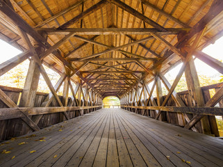 Covered bridge interior, Bethel, Maine, USA