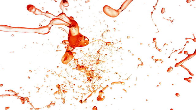 Camera fly through Cola Drops. Slow Motion.