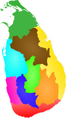Color,  detailed map of Sri Lanka divided into provinces. Each province is on a separate layer (concerning vector file).