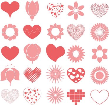 Vector hearts and flowers for design