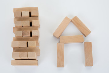 Wooden toys for the building symbol of construction