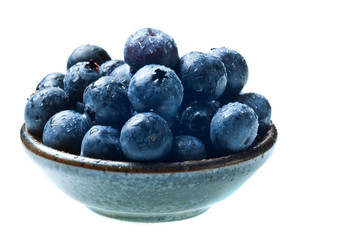 Japanese bowl with blueberries isolated