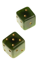 antique jade dice isolated