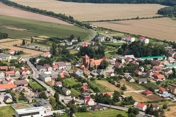 Fototapeta na wymiar aerial view of the Kalkow village near Nysa city