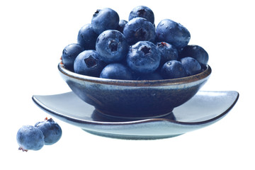 Japanese bowl with blueberries isolated