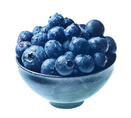 Japanese bowl with blueberries isolated