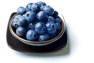 Japanese bowl with blueberries isolated