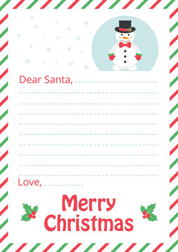 letter to santa with snowman