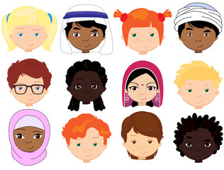 Boys and girls of different nationalities. Multinational childre