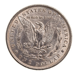 antique silver dollar isolated